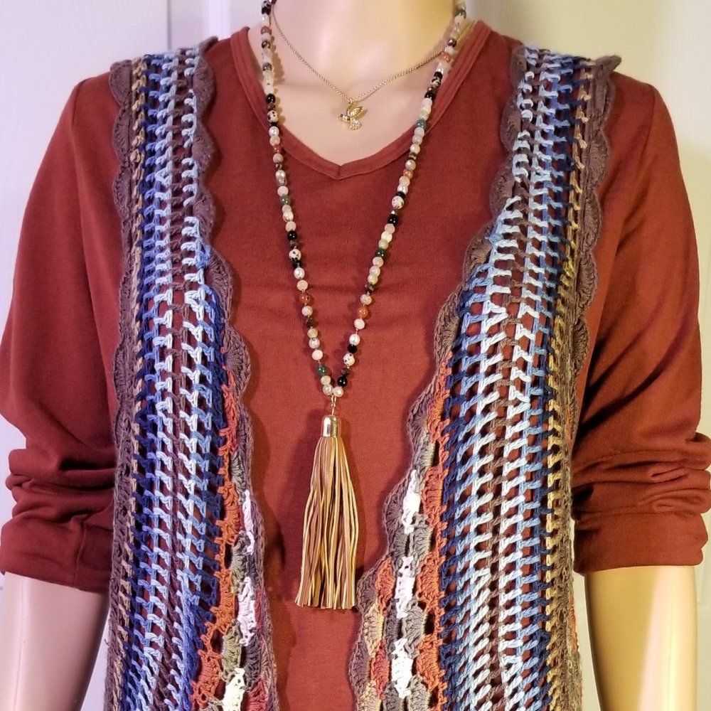 BoHo Long Afgan Duster Vest M, Never Worn
